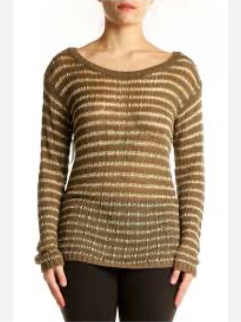 Banana Republic Striped Knit Sweater in Taupe and Cream
